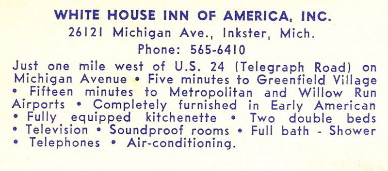 White House Inn - Vintage Postcard